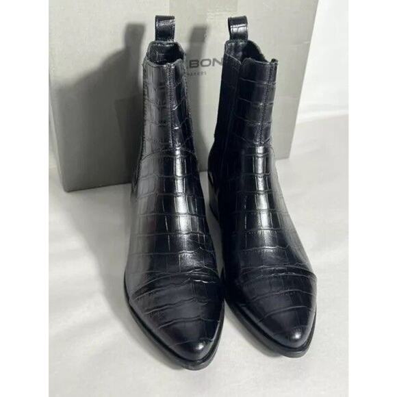 Vagabond Shoemakers Black Leather Alligator Heeled Boots Size 37 Size US 6.5-7 - Picture 2 of 11